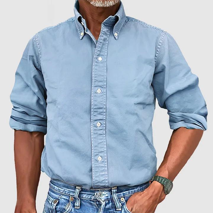 Plus Size S-5XL   Men's Business Daily Urban Cowboy Shirt Lapel Button Solid Color Shirt Men
