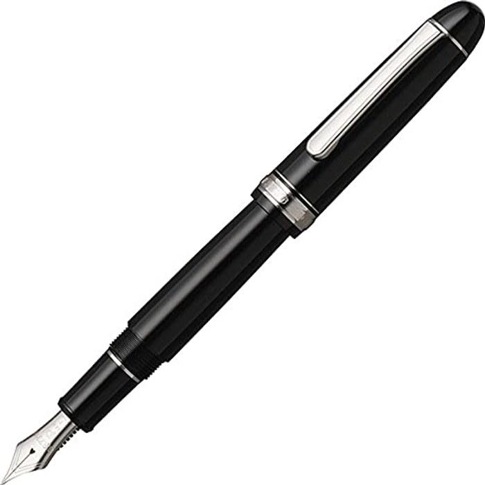 Platinum Pen #3776 Century Rhodium Black Diamond Medium Nib PNB-18000CR #7-3