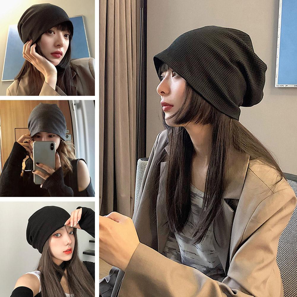 New Solid Color Baggy Slouchy Beanies Hat For Man Male Autumn Spring Hip Hop Soft Ear Warmer Skullcaps Outdoor Windproof Bonnet