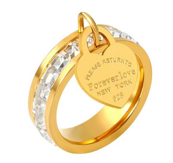 Gold-Plated Stainless Steel Heart Ring with Engraving