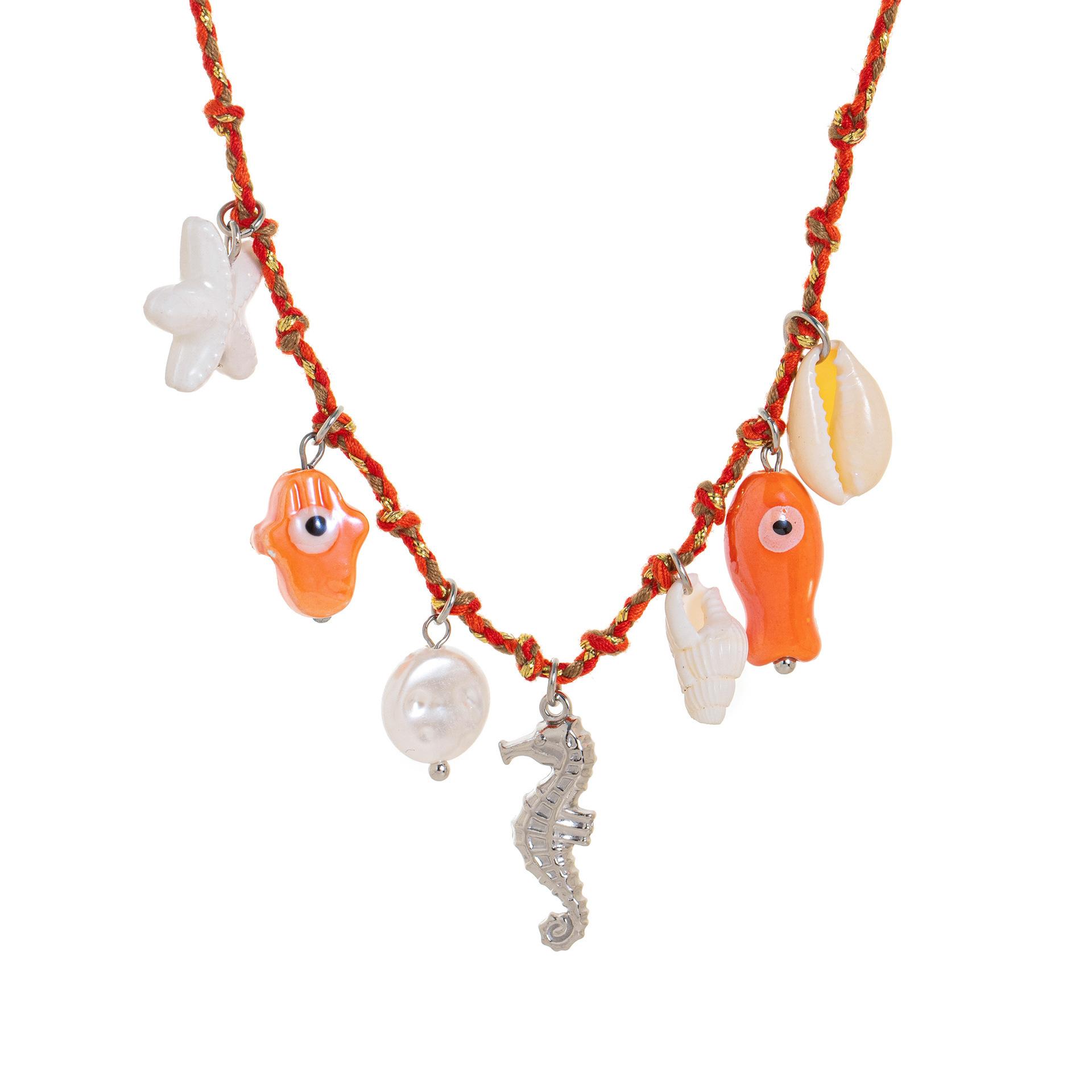 

Summer Sea Breeze Starfish Pearl Love Pendant Colored Dopamine Rope Necklace