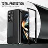 Luxury Plating Leather Lens Protection Kickstand Full Protect Case for Samsung Galaxy Z Fold 8 Ultra 6 5 4 3 With Tempered Glass