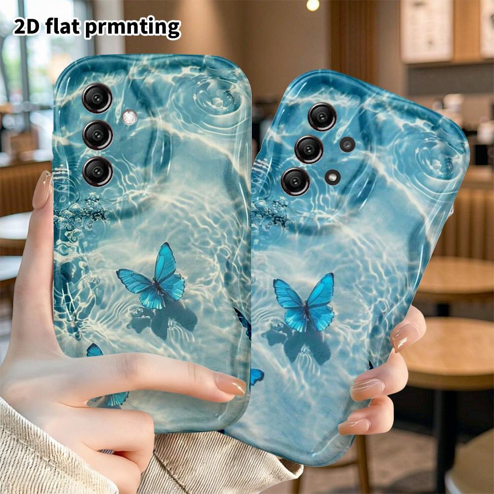 Phone Case: 2D Flat Samsung Galaxy A34 A35 M05 M06 S20 S22 S21 FE Plus 5G Protective Case, Blue Flash Butterfly, Christmas and Halloween Gift