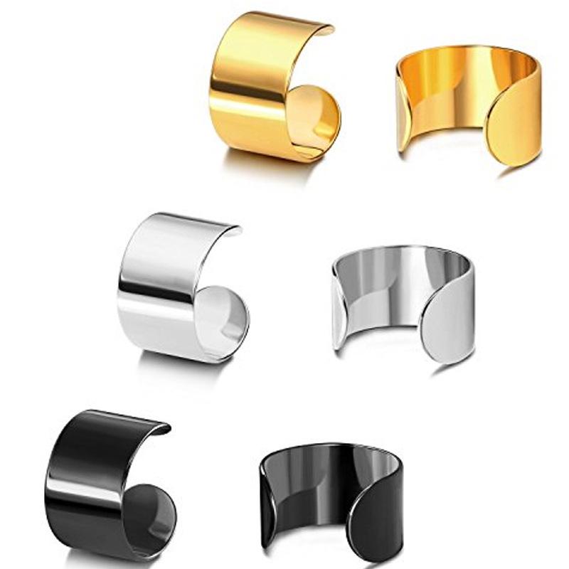 1 Pair Simple Classic Geometry CC Earrings Stainless Steel Ear Cuffs Men Women's Clips Earrings Trendy