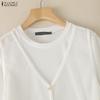 ZANZEA Women Casual Round Neck Loose Patchwork Short Sleeve T-Shirts