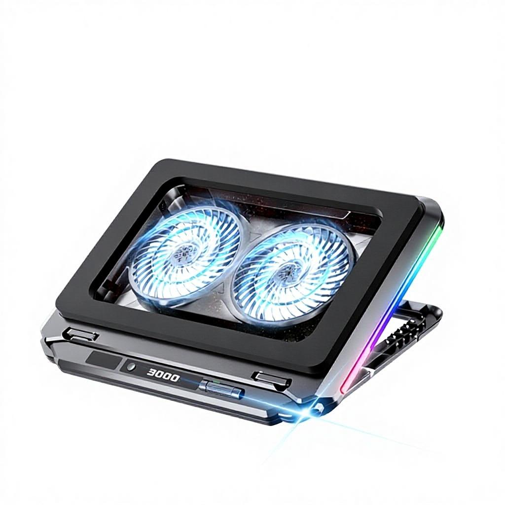 Aluminium Portable Adjustable Ergo Multiple Function Laptop Table Desk Riser Stand with USB Cooling Fan Air Laptop Cooling Pad