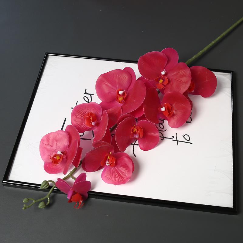 Long Stem 9-Head Phalaenopsis Orchid Artificial Floral Decoration for Weddings and Home