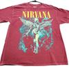 Camiseta de Banda Nirvana In Utero Gráfica Roja Lavada NIR147325 Talla de Hombre S/M Unisex