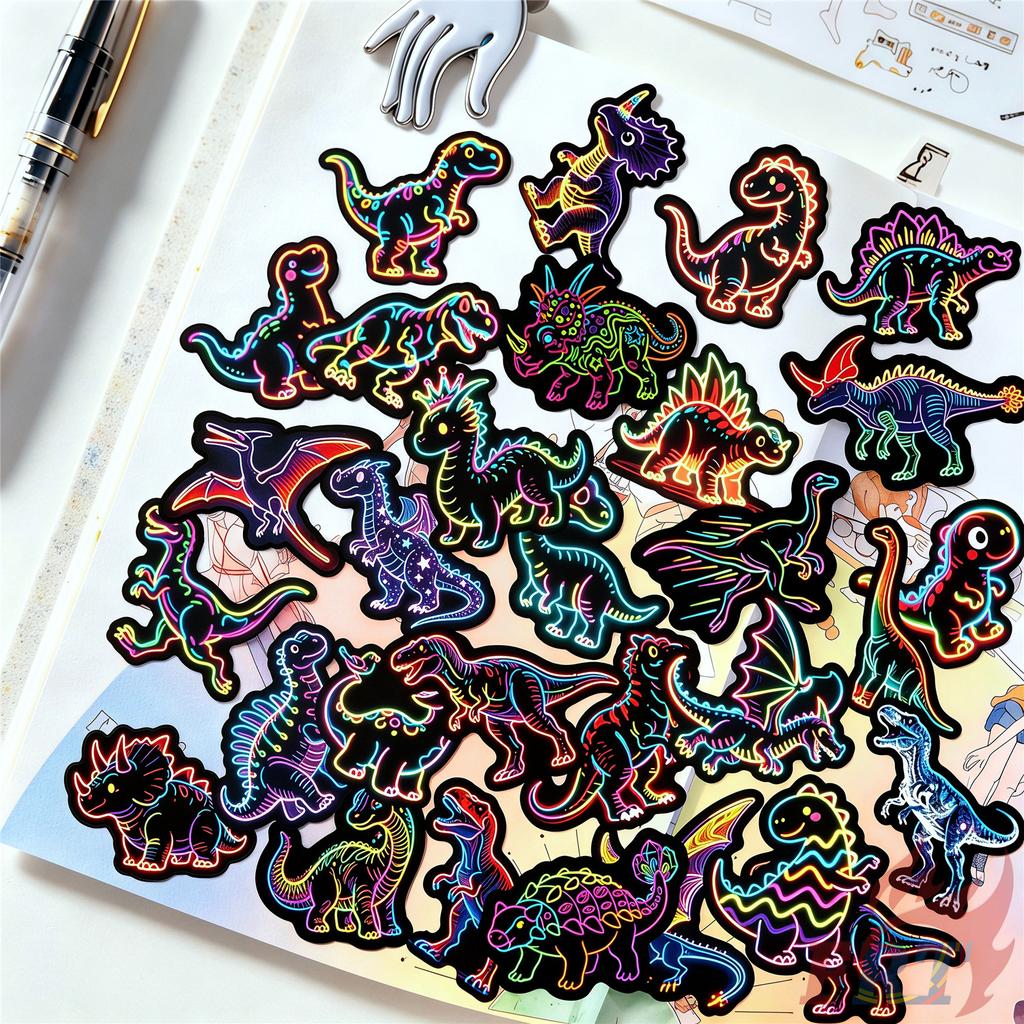 135Pcs/Set Neon Styles Dinosaur Mini Diary Manual Stickers DIY Scrapbooks Album Decor Decals Stickers