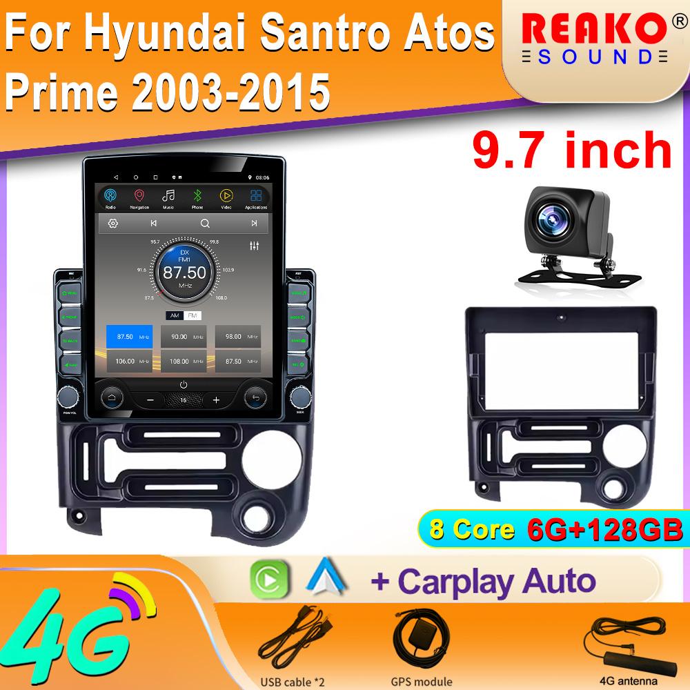 9.7" Vertical Style Tesla Screen Android Car Radio For Hyundai Santro Atos Prime 2003-2015 GPS Navigation Screen Player