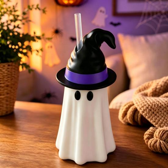 Unique Ghost Gift Ideas Halloween Witch Hat Can Holder, Spooky Insulated Sleeve for Standard Slim Tall Insulator Soda Beers, Reusable Drink