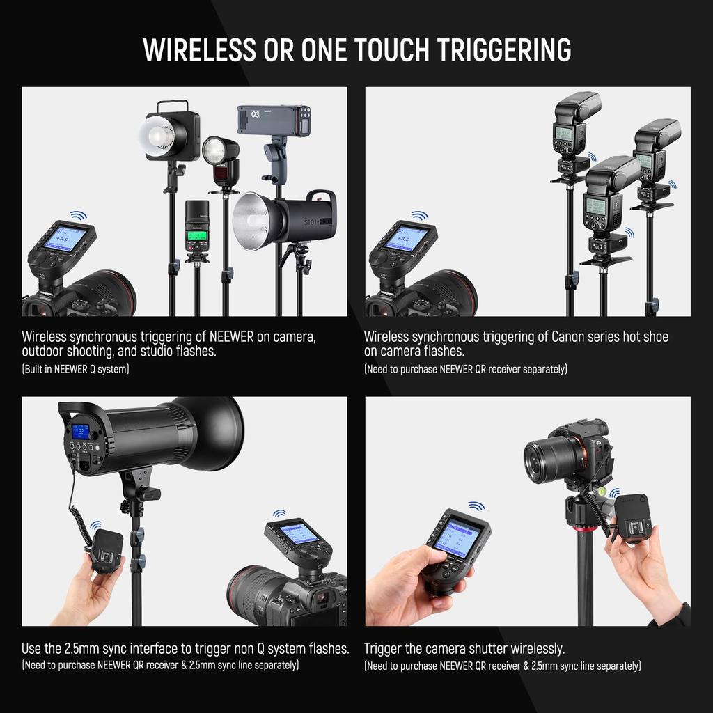 Neewer Upgraded TTL Wireless Flash Large Angled 5 9 Customizable Compatible with PRO QPRO-C Trigger, 1/8000s HSS, Screen, Design, Groups, Functions,