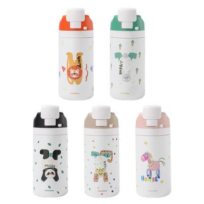 Double Drink Fruit Cup High Aesthetic 304 Stainless Steel Thermos Cup Cartoon Water Bottle For Students With Straw And Jumping Lid