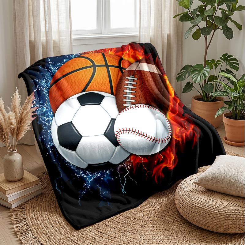 Sports Ball Fusion 4 Theme Blanket Lightweight Warm Flannel Blanket Decorative Throw Blanket for Home Decoration