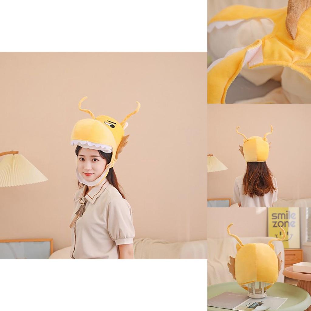 Velkoobchodní Zlatá Dračí Hlava Klobouk Pro Fotografické Rekvizity A Vystoupení Kreslený Styl Plyšový Klobouk Maskot Roku)