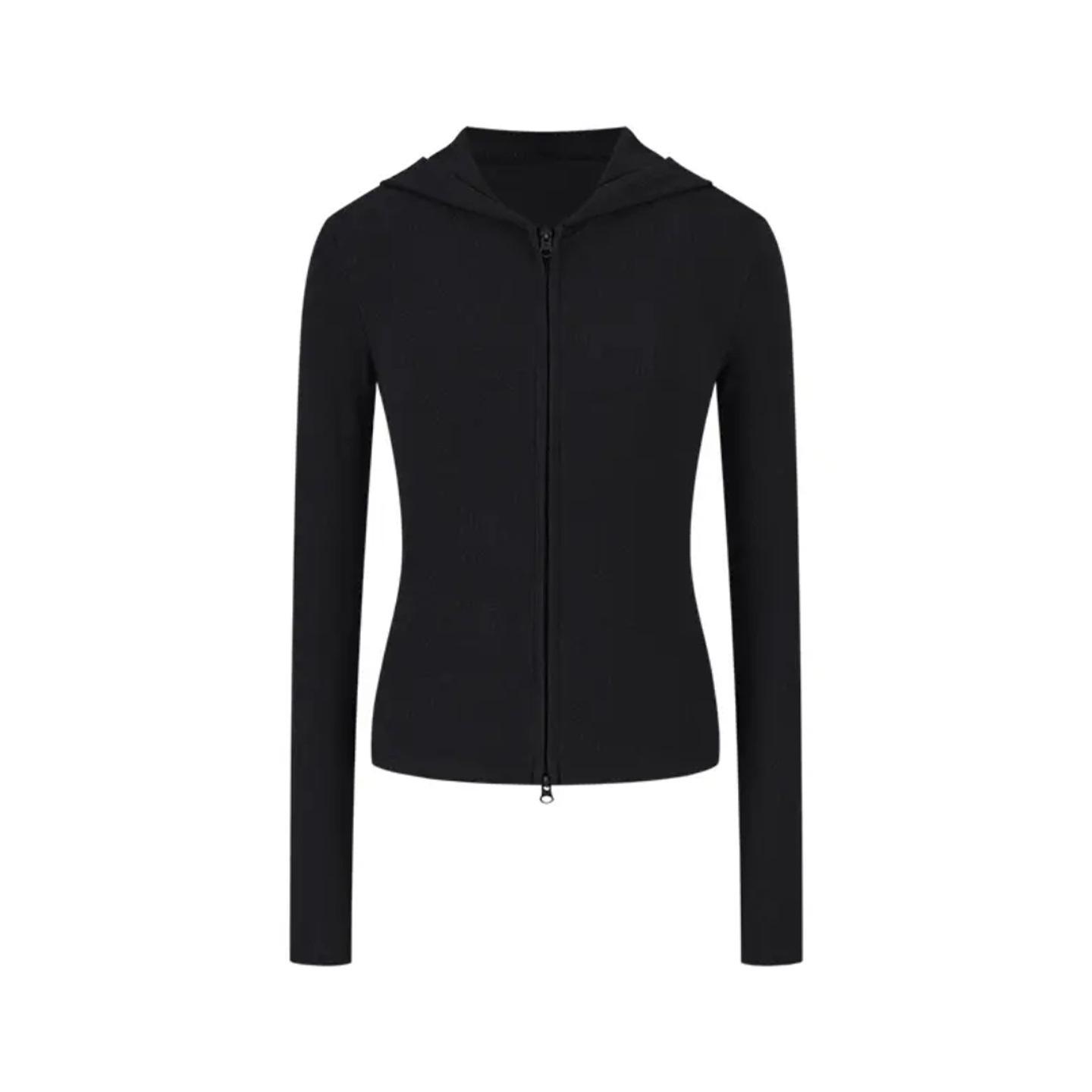 

Gray Chic Slimming Hooded Cardigan for Women - Long-Sleeve Autumn/Winter Fashionable Top S