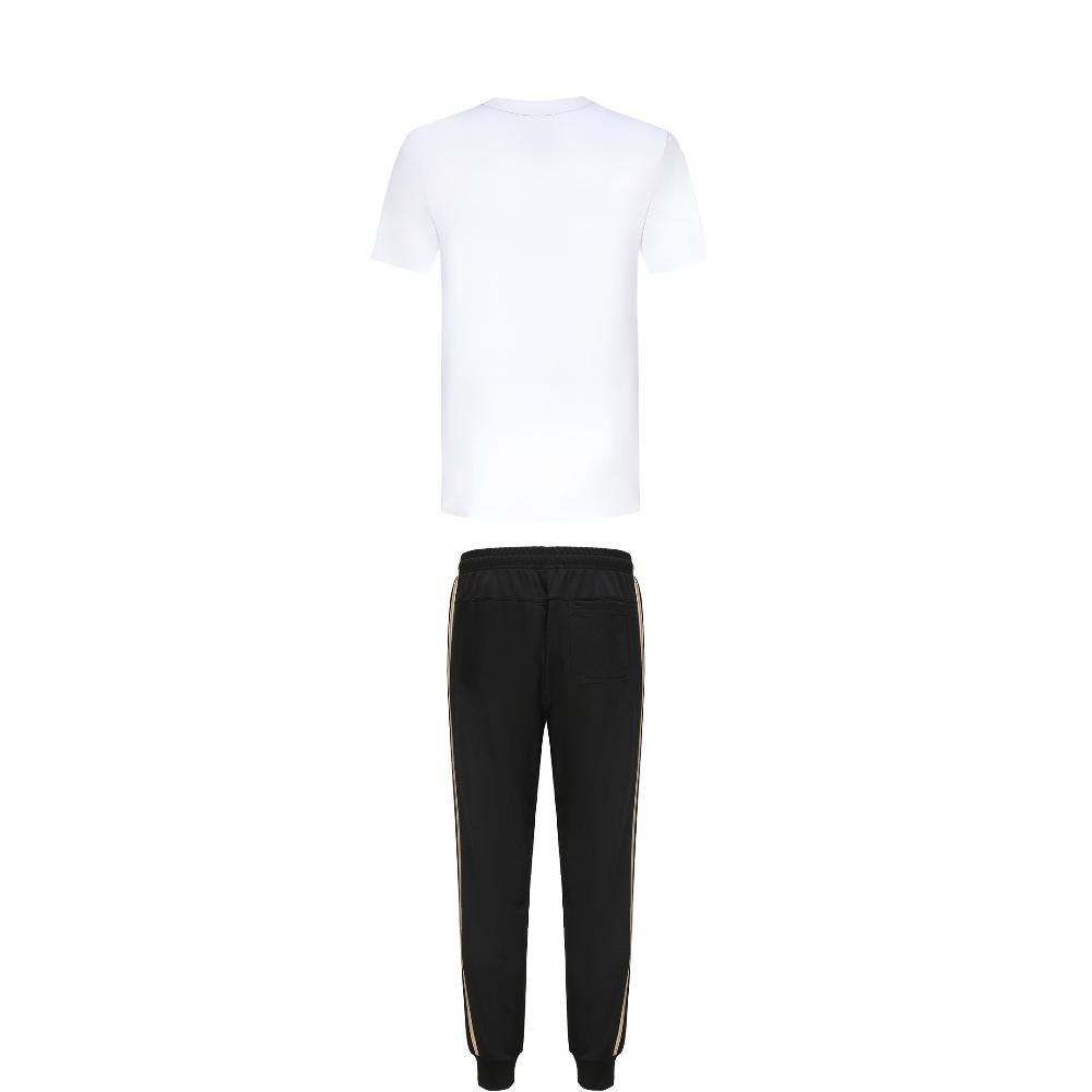 Adidas Taekwondo Rundhals-Pullover Einfaches Kurzarm-T-Shirt Gestreifte Mode Lange Hose Lässiger Sportanzug Unisex-Anzug ADICLTS24TK-WG+TR30P1T-BG