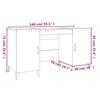 Desk Grey Sonoma 140 X 50 X 75 Cm Engineered Wood