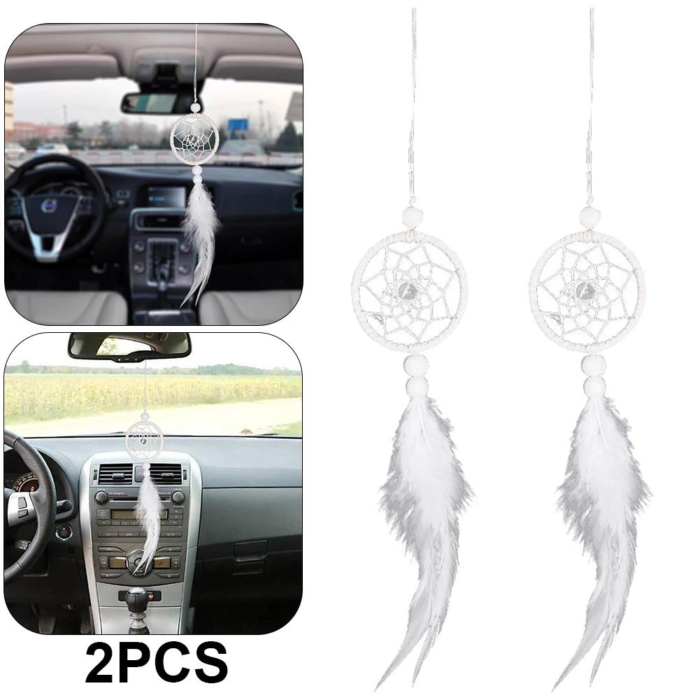 32 Tipos Apanhador de Sonhos Carro Mini Pena Branca Pura Sino de Vento Decoração para Pendurar na Parede Apanhador Artesanal Decoração com Pingente de Pena