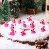 10/20PCS Mini Resin Hot Pink Flamingo with Santa Hat Christmas Xmas Ornaments For DIY Fairy Garden Home Holiday Party Decor Gift