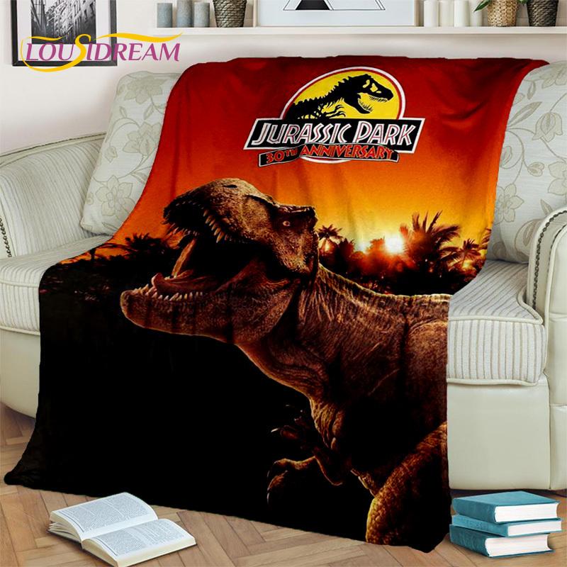 Jurassic Park Dinosaur 3D Cartoon Blanket,Flannel Throw Blanket for Home Bedroom Bed Sofa Picnic Office Hiking Leisure Nap Gift