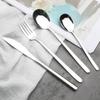 4Pcs/Set Knife Fork Spoon Dinnerware Cutlery Set 304 Stainless Steel Tableware Flatware Set Black Gold Set Kitchen Dining Silverware Set