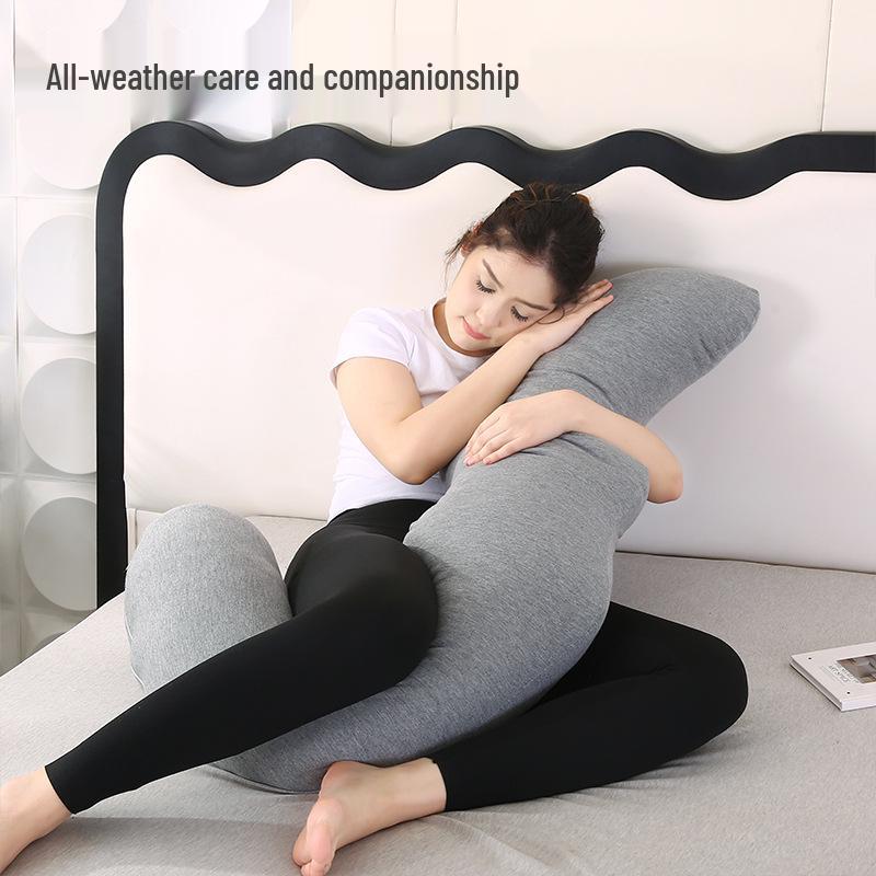 J-Shaped Multifunctional Maternity and Side Sleeper Pillow for Back Support & Breastfeeding