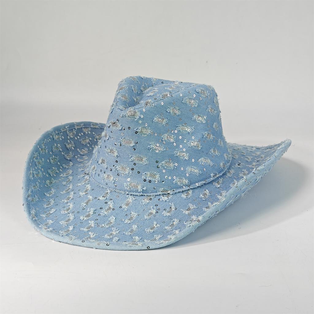 Western Denim Cowboy Hat For Women Men Felt Wide Brim Cowboy Cowgirl Hat For Party Costume Dress Up Cosplay Cowboy Hat