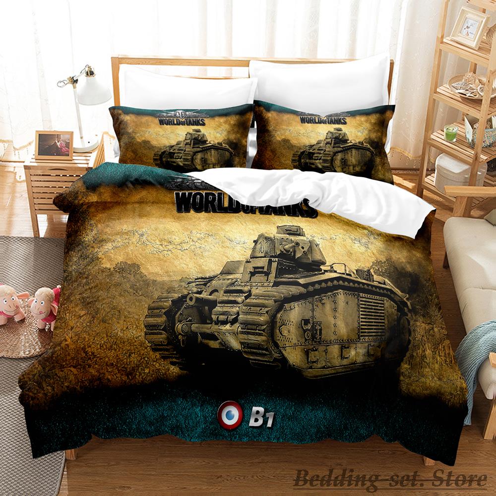 Game World Of Tanks Bedding Set Single Twin Full Queen King Size Bed Set Adult Kid Bedroom Duvetcover Sets Anime Bed