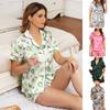 Women's Pajamas Summer Imitation Silk Satin Short-sleeved Cardigan Shirt European and American Pajamas Satin Loungewear