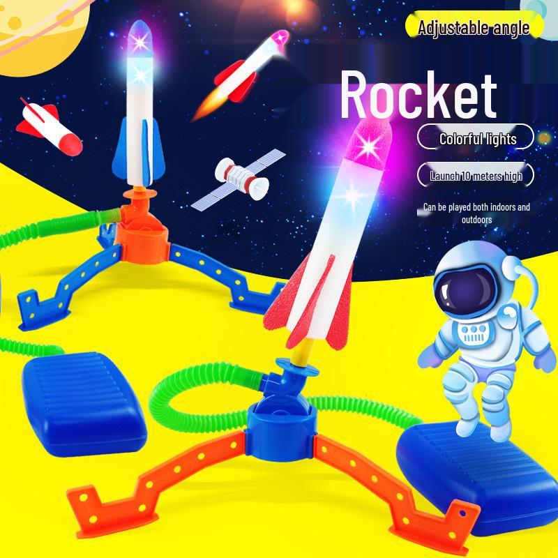 Children's Foot-Powered Luminous Flying Rocket Launcher Toy