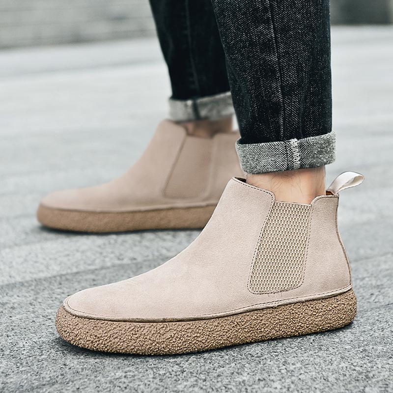 Fashion 2025 New Youth Teenage Chelsea Boots Leisure Walk Man Basic Boots Men Slip on Leather Ankle Boots Versatile Mens Casual Footwear