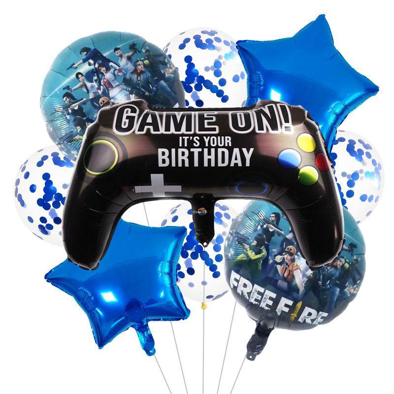 Game Theme "Free Fire" Game Controller Wall-mounted Aluminum Film Balloon Party Decoration and Setup Supplies