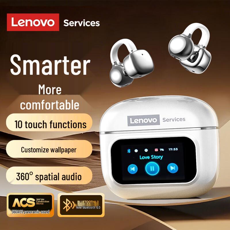 Lenovo RS107 Smart Touch Open-Ear Clip-On Bluetooth Earbuds