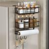 Refrigerator Storage Rack Side Hanging No-nail Sticker Tissue Paper Holder Cling Film Roll Paper Kitchen Seasoning Organizer