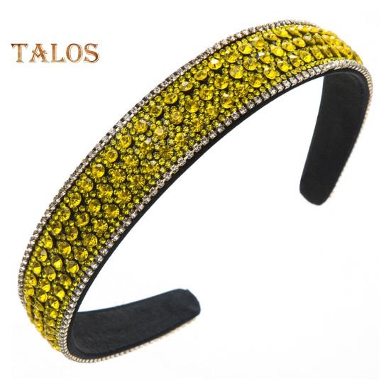 Retro Wide Hair Hoop Shiny Rhinestones Inlaid Lightweight Headband Bright Color Hairband Hair Accessories