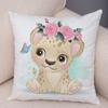 45x45cm Cute Giraffe Lion Cow Pillowcase Decorative Cartoon Animal Print Cushion Cover Children's Room Sofa Home Pillowcase