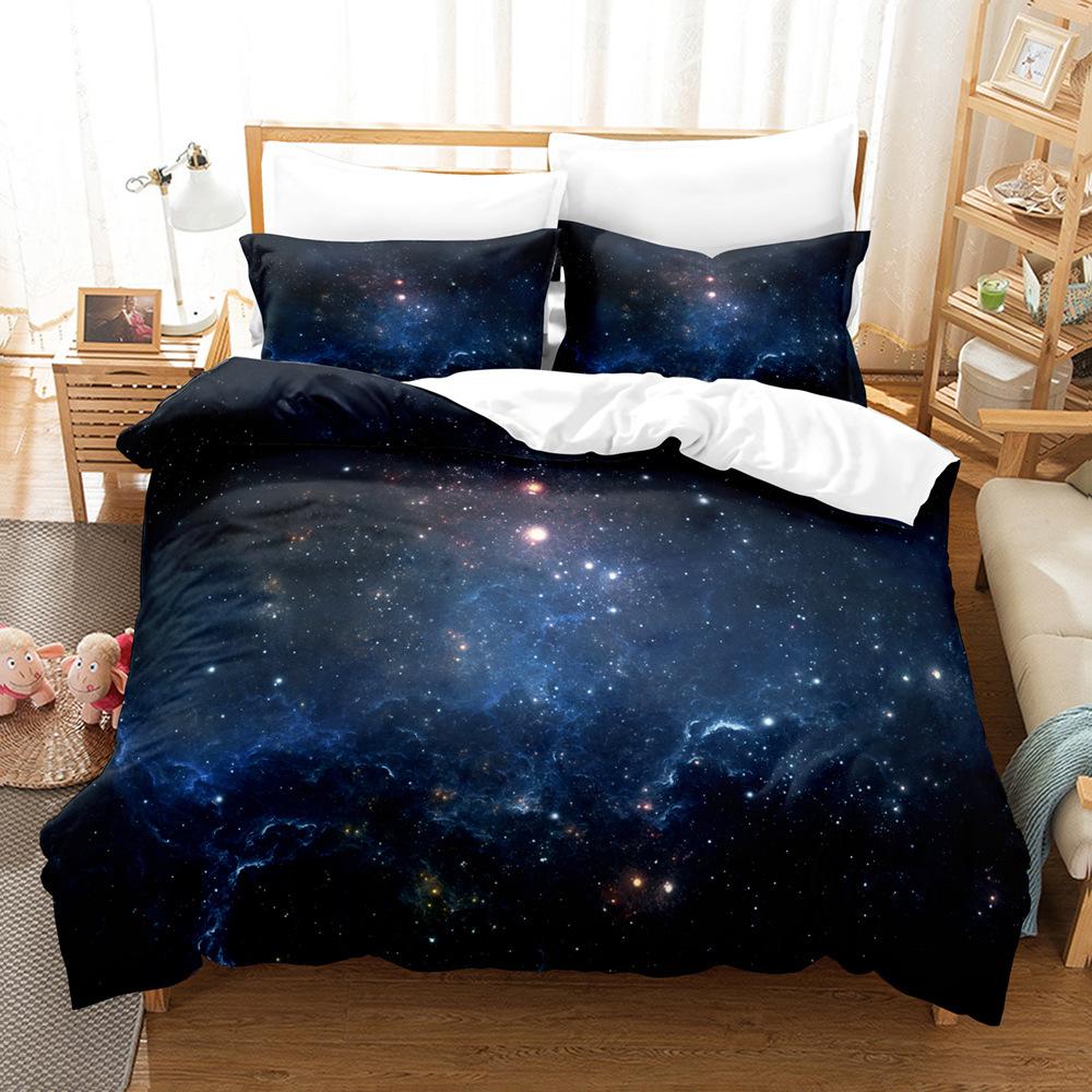 Home Textiles Star Space Pattern Three-Piece Digital Printing Sheet Bed Quilt Kit