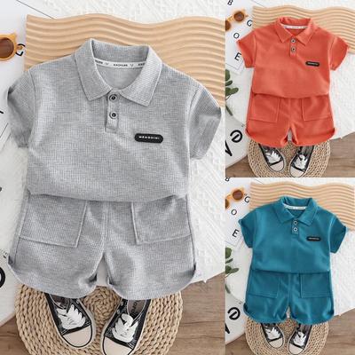 Boys' Set 0-5 Years Old Children's Short Sleeved Polo Shirt Casual Shorts Two-piece Set Comfortable Clothes For Boys' Babies
