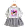 Multi-color Girls Kpop Rumi Zoey Mira Hunters Print Pleat Mesh Dress