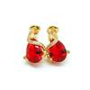 Pear Shaped Red Blue Stones Gold Color Jewelry Set For Women Stud Earrings Necklace Pendant Rings Gift Box