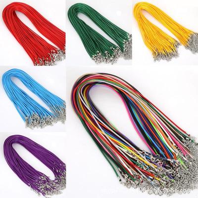 1.5mm Waxed Leather Cord Necklace with Gold Crystal Pendant, 10pcs Pack