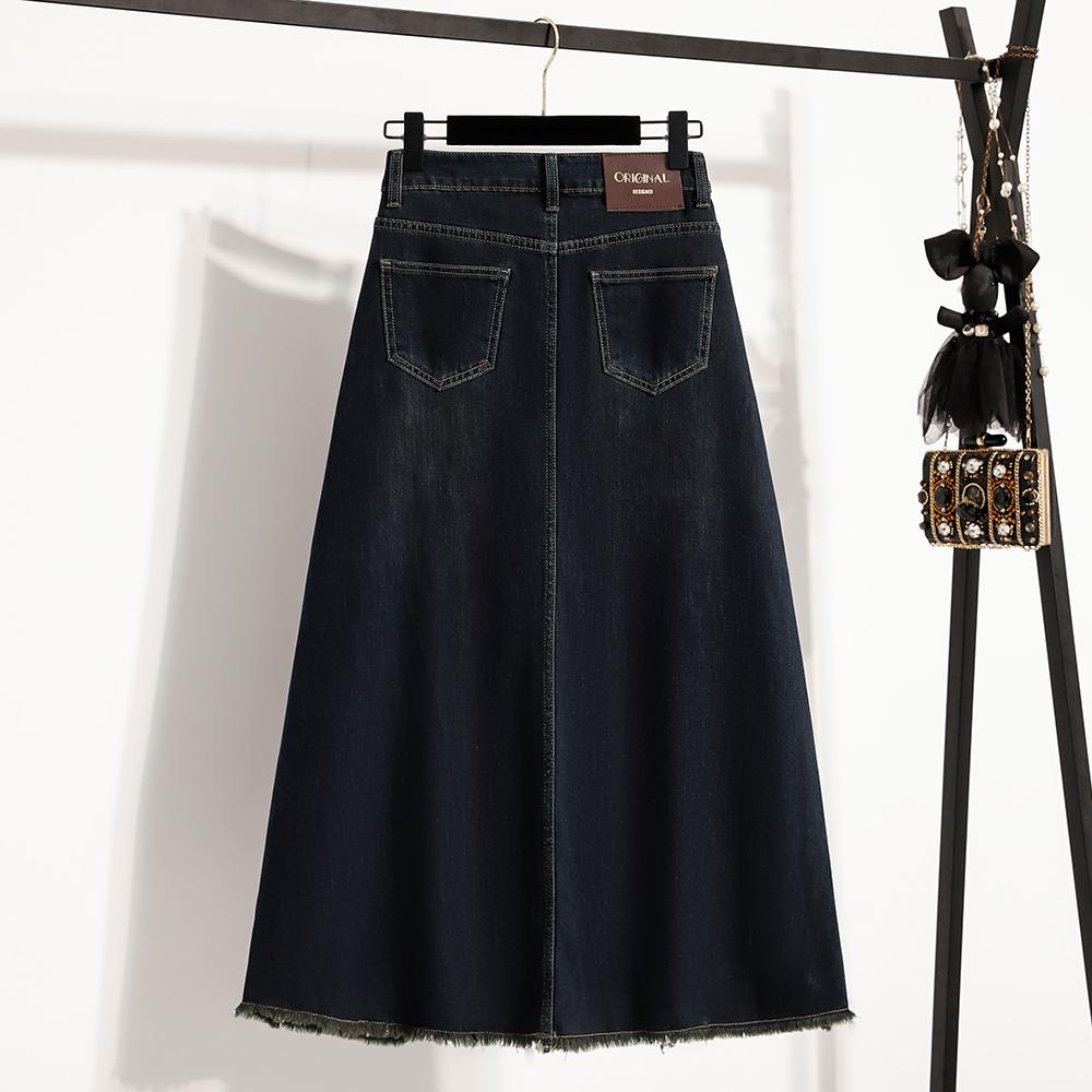 Dimanaf 2025 Plus Size Summer Elastic Denim Hole Skirts Women A-Line Fashion Loose Skirt High Waist Vintage