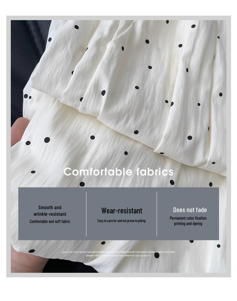 2025 Women's High-Waist Ice Silk Polka Dot Wide-Leg Pants by Yamamoto