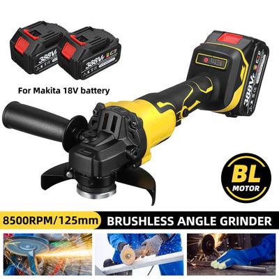 1280 W Drillpro 125 mm bürstenloser elektrischer Winkelschleifer, 3 Geschwindigkeiten, 388 VF, wiederaufladbares Schleif- und Schneid-Elektrowerkzeug für 18 V-Akku