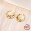 925 Sterling Silver Golden Filigree Hoop Earrings Vintage Scroll Pattern CZ Large Circle Earrings Jewelry Gift for Women Girls