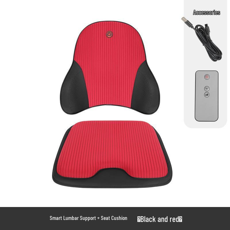 Electric Massage Lumbar Support Pillow - Memory Foam Car Seat Cushion with Remote Control.