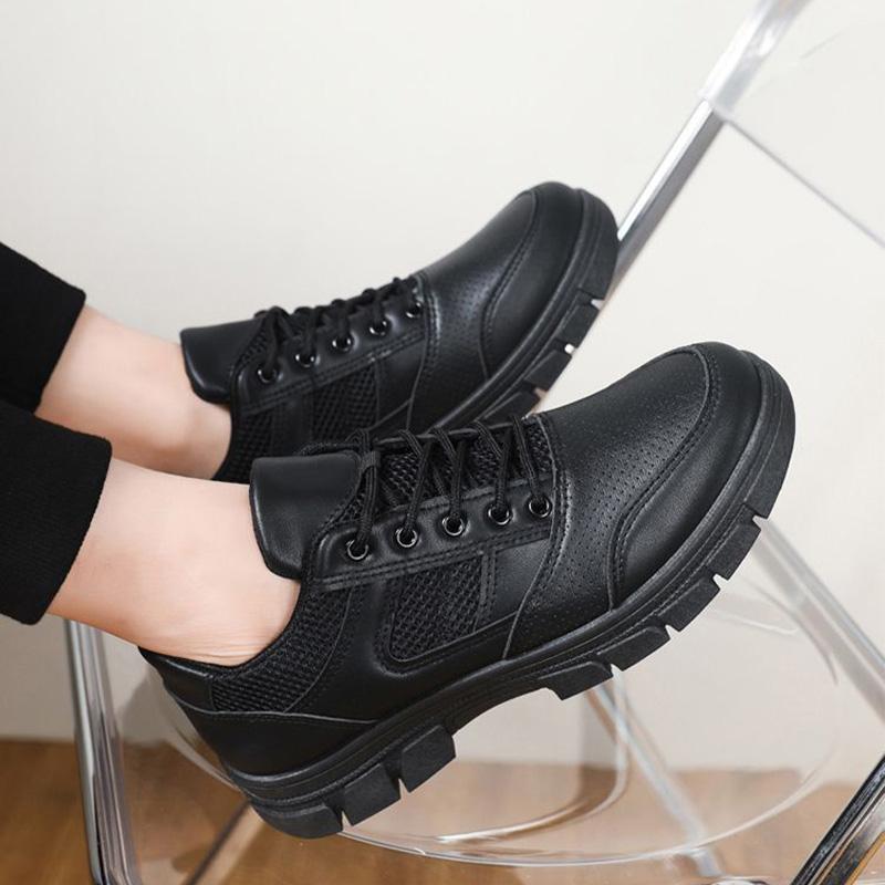 Oulylan Male Solid Black Training Shoes Dirt-proof Durable Comfort Work Sneakers Waterproof Anti-slip Breathable Casual Footwear