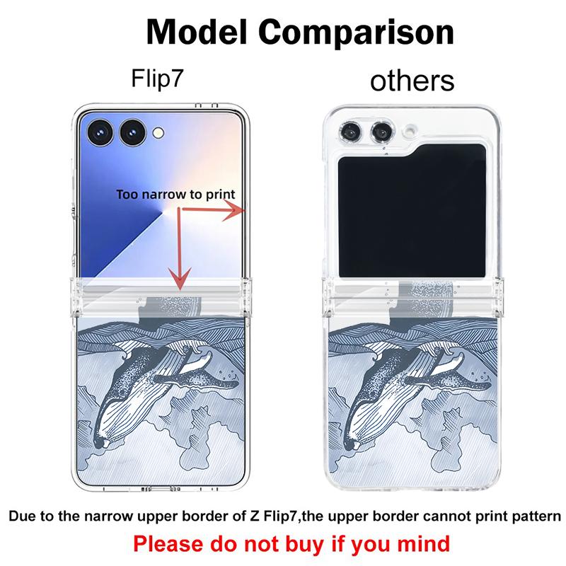 Hinged Magnetic Phone Case For Samsung Z FlIP 7 FE 6 5 Ocean Fish Whale Print Clear Hard PC Folding Phone Cover For Galaxy Z Flip7 Flip6 Flip5
