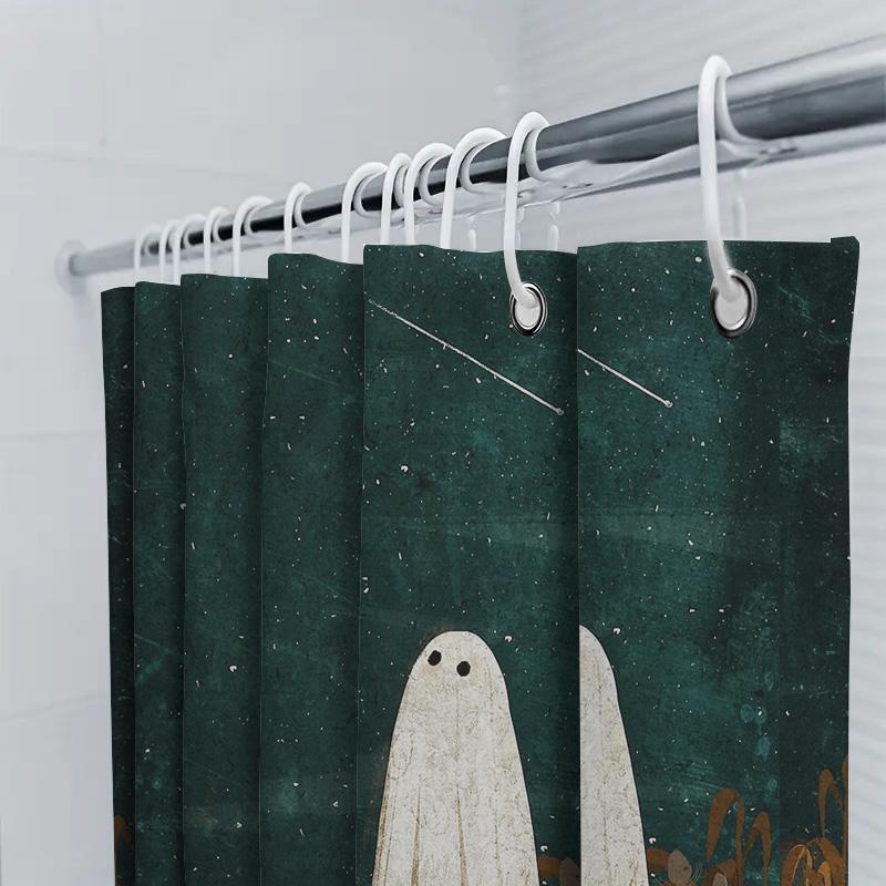 Spooky Ghost Shower Curtain Halloween Decor Gothic Horror Bathroom Set Vintage Creepy Wall Hanging Tapestry Home Decor